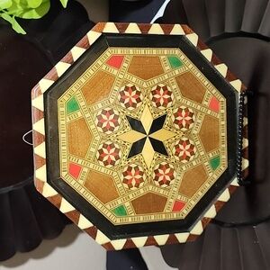 Vintage Octagonal Inlaid Wood Trivet/Wall Decor